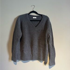 Aritzia V-Neck Gray Cashmere Sweater